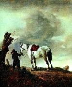 Philips Wouwerman skimmel  och pojke oil